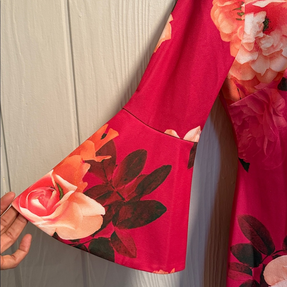 Calvin Klein Fuchsia Floral Midi Dress - Picture 9 of 12